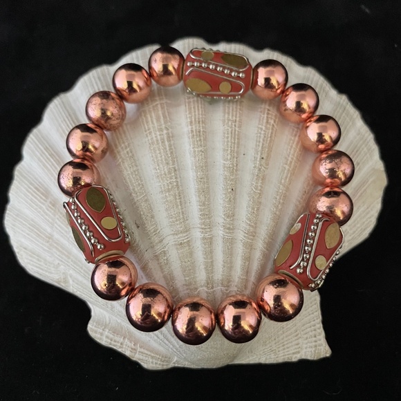 Grounding & Protection Rose Gold Hematite Beaded Stretch Bracelet - Picture 1 of 5